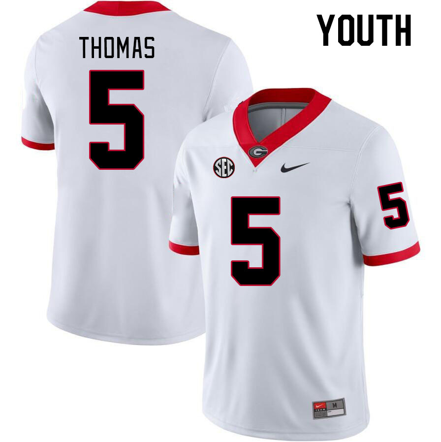 Georgia Bulldogs Youth Rara Thomas #5 White Stitched College UGA Football Jersey 23YD012RK